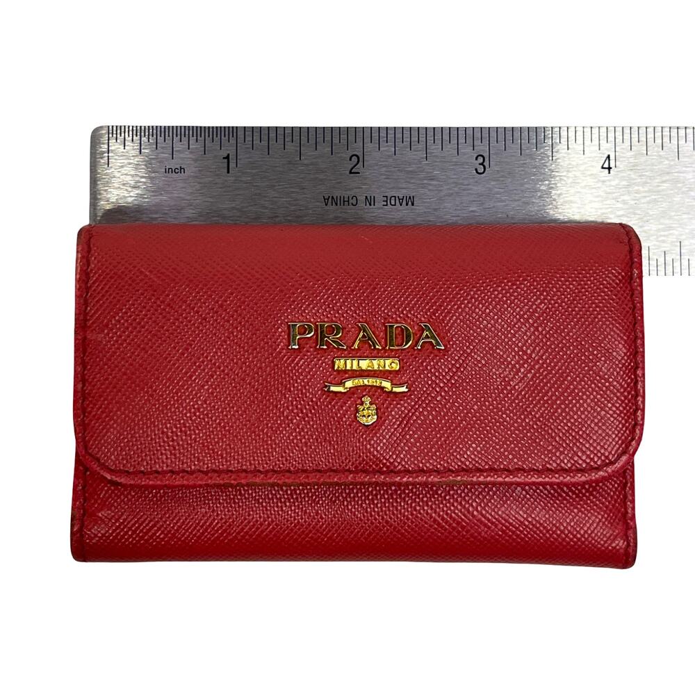 Prada Saffiano Leather 6 Key Holder Coral Pink Tamaris Gold Logo - Picture 14 of 15